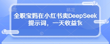 全职宝妈在小红书卖DeepSeek提示词，一天收益1k-小哥网