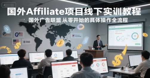 国外Affiliate项目线下实训教程，国外广告联盟从零开始的具体操作全流程-小哥网