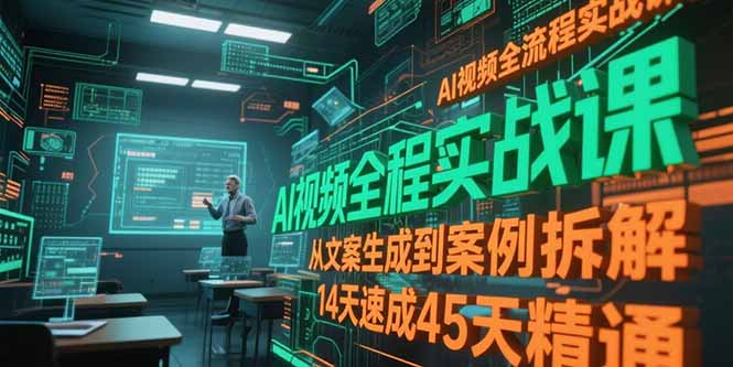 AI视频全流程实战课,从文案生成到案例拆解,14天速成45天精通