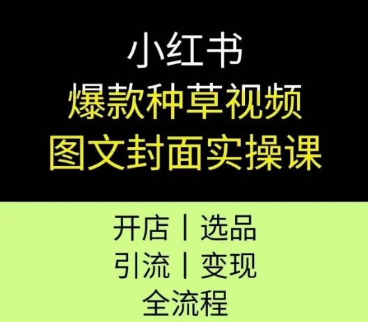 小红书爆款种草视频图文封面实操课，开店、选品、引流、变现全流程-小哥网