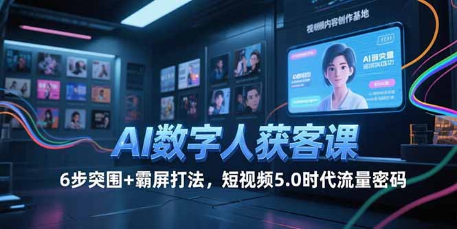 AI数字人获客课，6步突围+霸屏打法，短视频5.0时代流量密码-小哥网