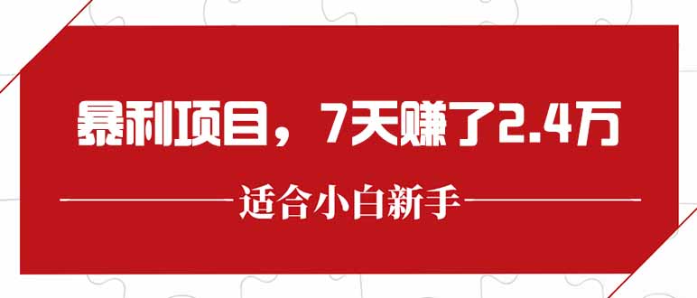 最新暴利项目，每单收益轻松在300以上，7天赚了2.4万-小哥网