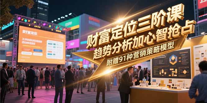 财富定位三阶课，趋势分析加心智抢占，附赠91种营销策略模型-小哥网