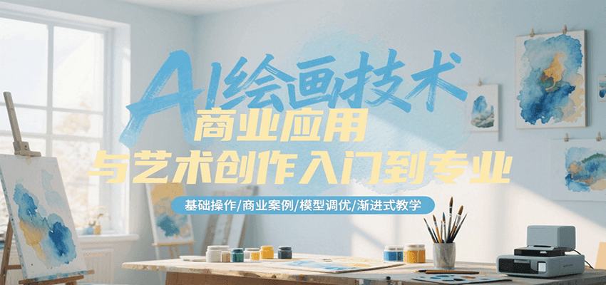 AI绘画技术商业应用与艺术创作入门到专业，基础操作/商业案例/模型调优/渐进式教学-小哥网