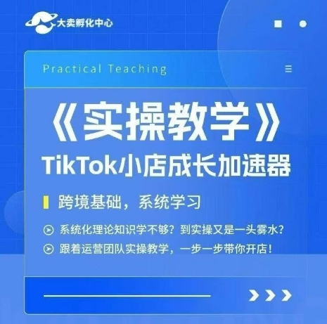 大卖家孵化中心TikTok实操课，TikTok小店成长加速器，跨境基础系统学习，一步一步带你开店-小哥网