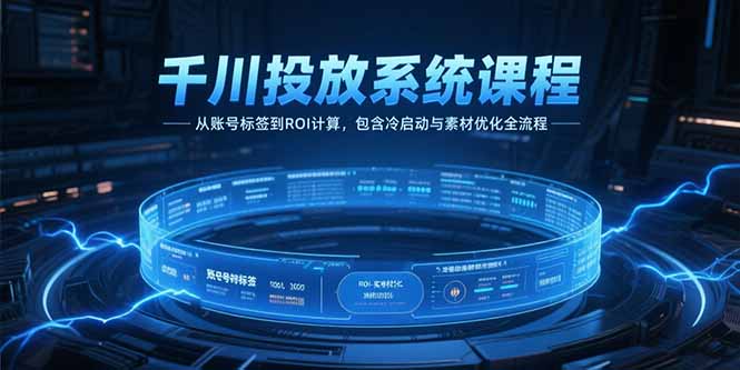 千川投放系统课程，从账号标签到ROI计算，包含冷启动与素材优化全流程-小哥网