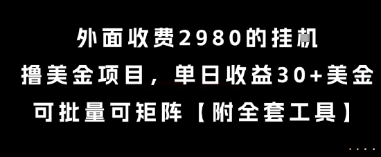 外面收费2980的挂G撸美金项目，单日收益30+美金，可批量可矩阵【揭秘】-小哥网