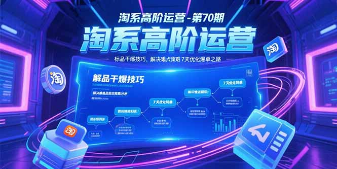 淘系高阶运营-第70期，标品干爆技巧，解决难点策略，大佬操盘方法-小哥网