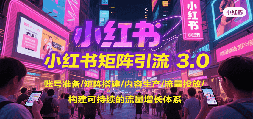 小红书矩阵引流3.0，账号准备/矩阵搭建/内容生产/流量投放/构建可持续的流量增长体系-小哥网