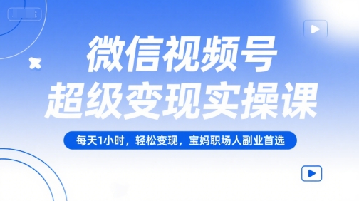 微信视频号超级变现实操课，每天1小时，轻松变现，宝妈职场人副业首选-小哥网