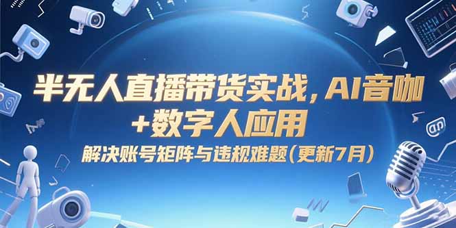 半无人直播带货实战，AI音咖+数字人应用 解决账号矩阵与违规难题(更新7月-小哥网