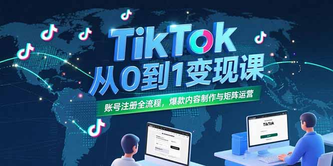 TikTok从0到1变现课，账号注册全流程，爆款内容制作与矩阵运营-小哥网