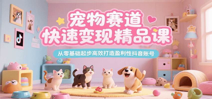 宠物赛道快速变现精品课,从零基础起步高效打造盈利性抖音账号-小哥网