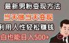 暴利项目最新风口，男粉自动变现，永不凋谢的网创项目，轻松日入500＋