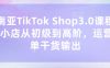 东南亚TikTok Shop3.0课程，TK小店​从初级到高阶，运营出单干货输出