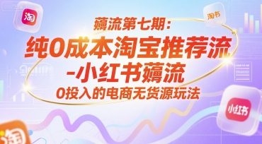 薅流第七期：纯0成本淘宝推荐流-小红书薅流最新版目，0投入的电商无货源玩法(附赠往期)