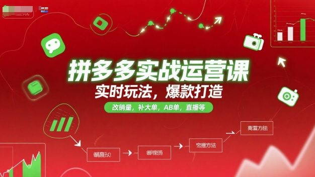 拼多多实战运营课，实时玩法，爆款打造，改销量，补大单，AB单，直播等(更新2025月)