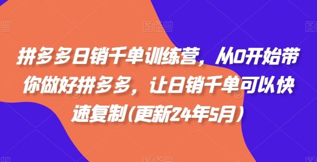 拼多多日销千单训练营，从0开始带你做好拼多多，让日销千单可以快速复制(更新25年6月)