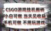 CSGO游戏挂G搬砖，小白纯手机即可操作，不用电脑打游戏，日入3张+，副业网创项目【揭秘】