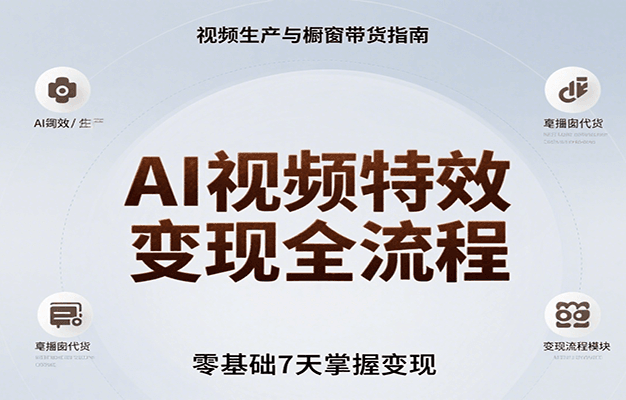 AI视频特效变现全流程，零基础7天掌握视频生产到橱窗带货变现