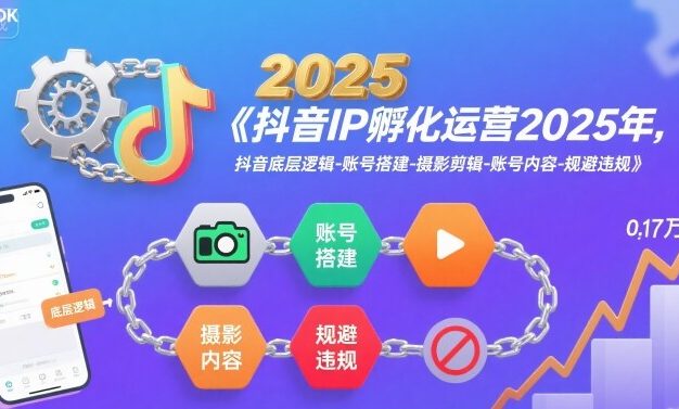 抖音IP孵化运营2025年，抖音底层逻辑-账号搭建-摄影剪辑-账号内容-规避违规