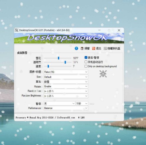 桌面雪花工具DesktopSnowOK v6.81