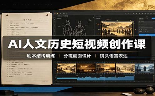 AI人文历史短视频创作课：赛道对标、剧本分镜制图，掌握视频完整产出流程