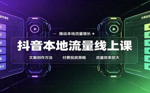 抖音本地流量线上课：账号搭建拍摄剪辑，文案创作与付费投放教学