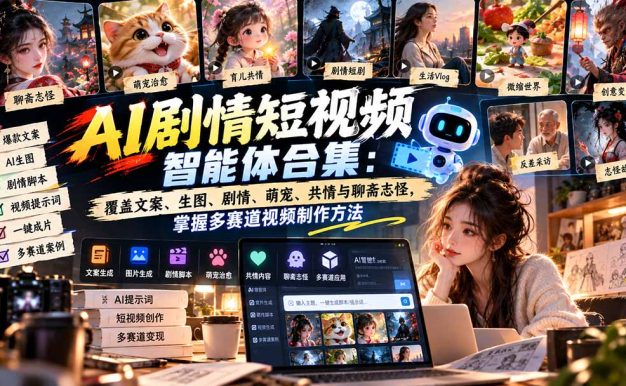 【无水印】AI剧情短视频智能体合集:覆盖文案、生图、剧情、萌宠、共情与聊斋志怪,掌握多赛道视频制作方法