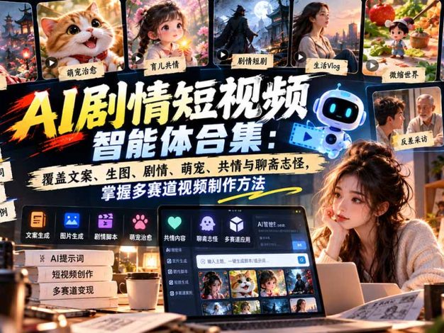 【无水印】AI剧情短视频智能体合集:覆盖文案、生图、剧情、萌宠、共情与聊斋志怪,掌握多赛道视频制作方法