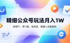 精细公众号玩法月入1W，轻资产、零门槛、低风险，普通人也能复制【揭秘】